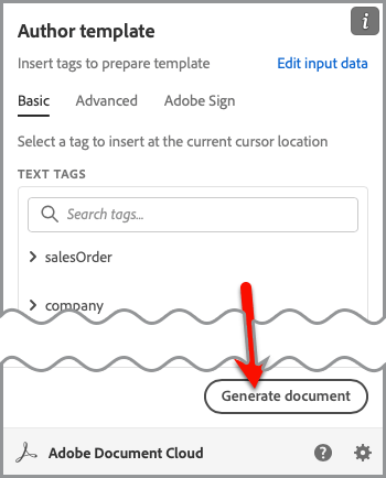 Screenshot of how to preview generated document