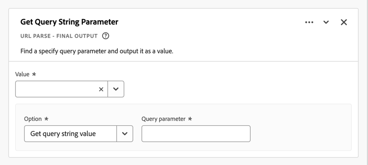 Screenshot of the Get Query String Parameter rule builder