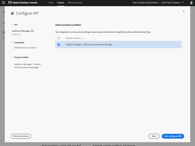 Select product profiles for your integration.