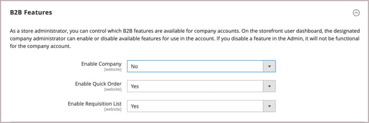 B2B configuration - general