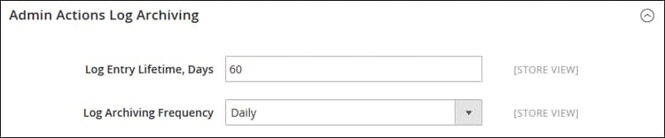 Advanced configuration - Admin Actions Log Archiving