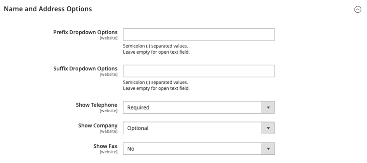 Name and Address Options - Commerce