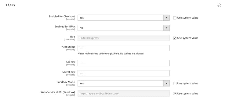 FedEx Account Settings