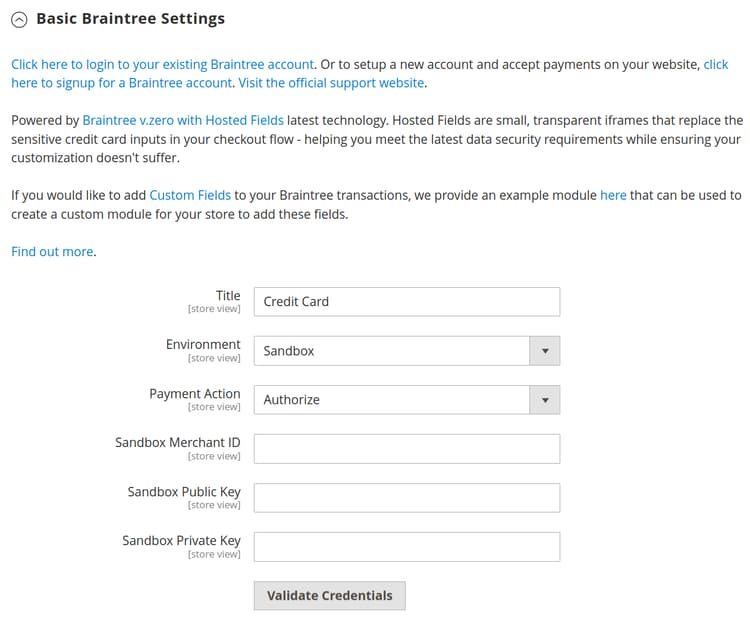 Basic Credentials Settings