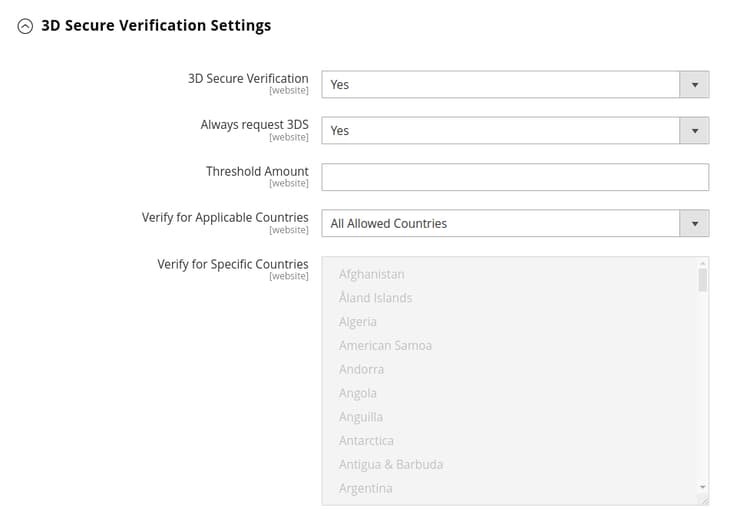 3D verification settings