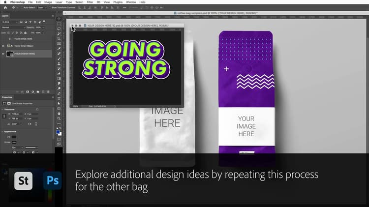Create a bold label with Adobe Stock templates and Photoshop Smart Objects