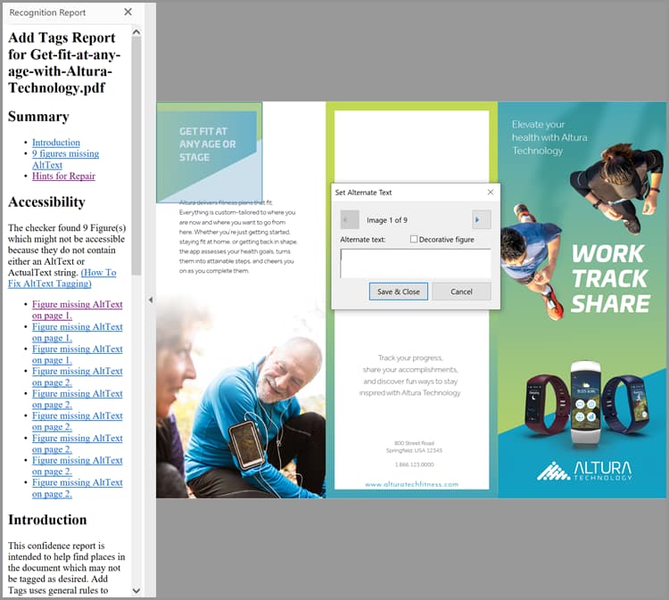 Screenshot of setting Alternate text in PDF