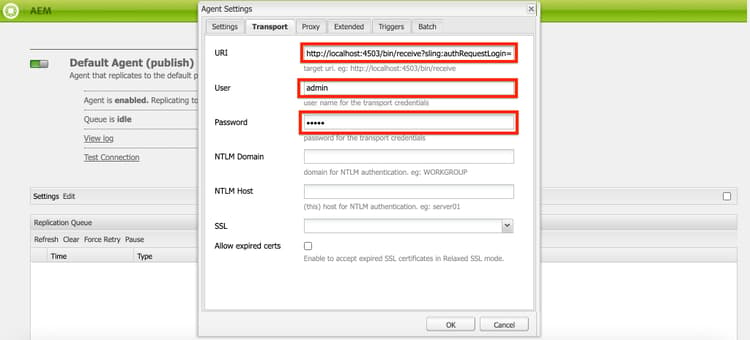 Replication Agent Configuration - Transport