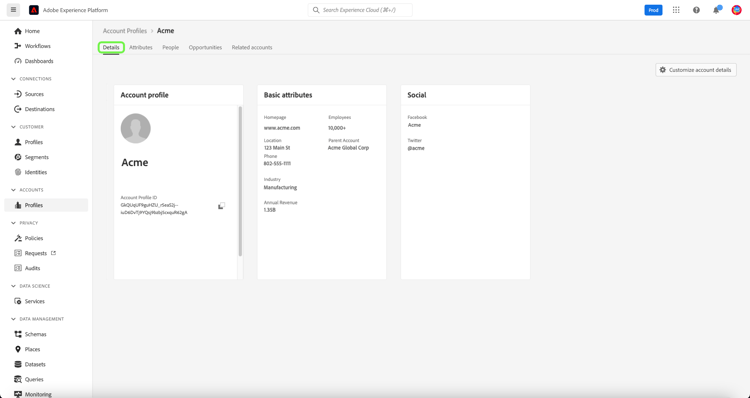 View account profile details