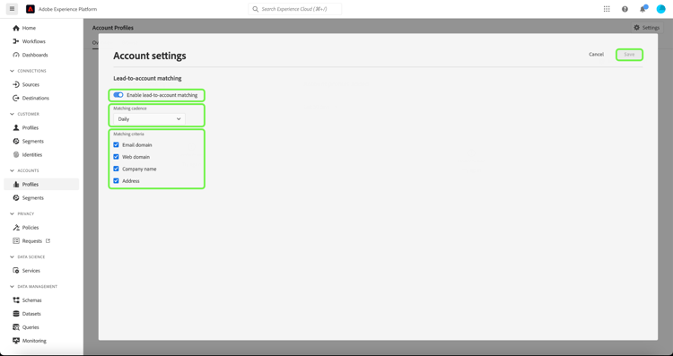 Configure Account settings