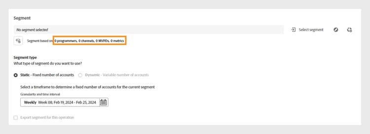 Select segment and time interval