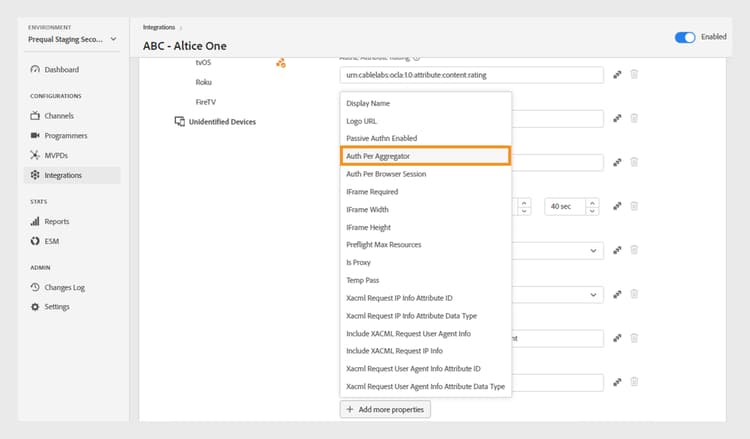 Add Auth Per Aggregator property