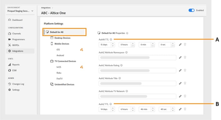 Change AuthN TTL AuthZ TTL duration across all platforms