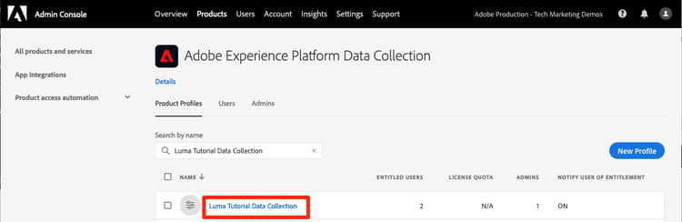 Data Collection profile created