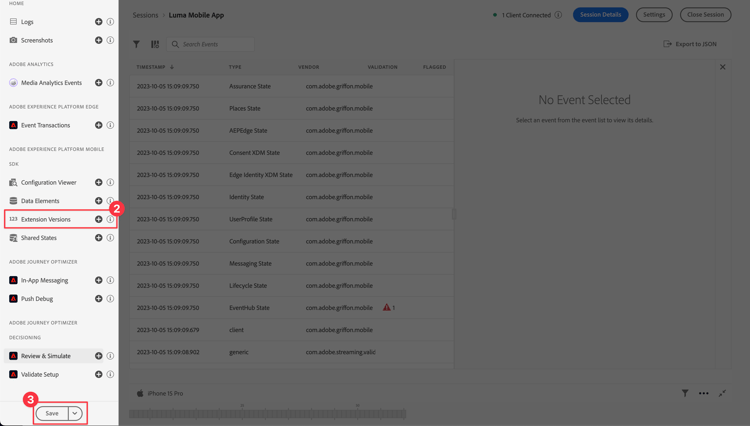 Configure extension versions