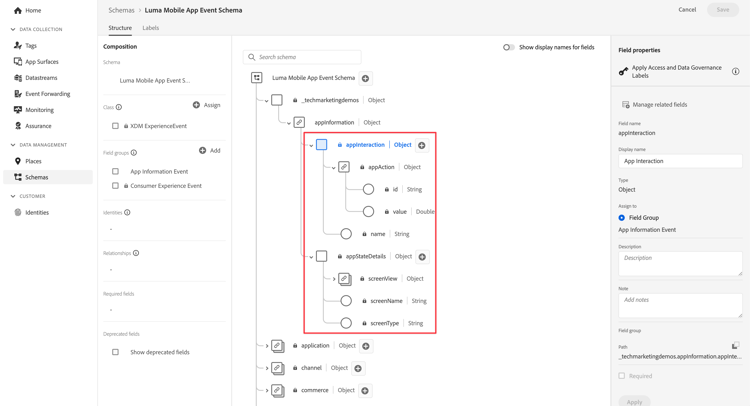 app interaction schema