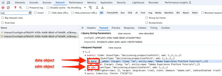 data and xdm objects