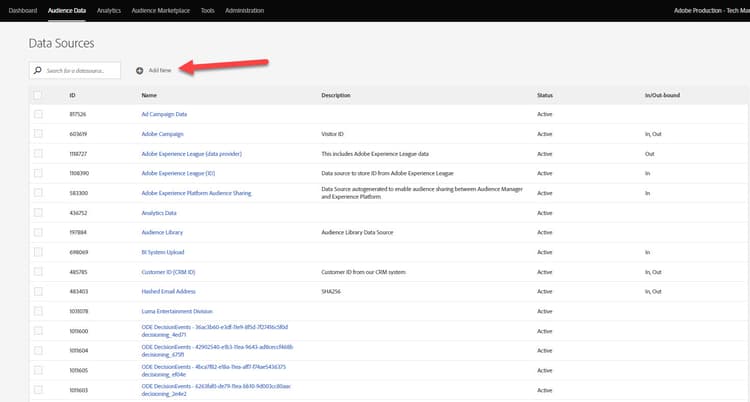 Adobe Experience Platform Audience Manager Data Sources