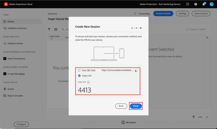 Validate in assurance connect by copy link